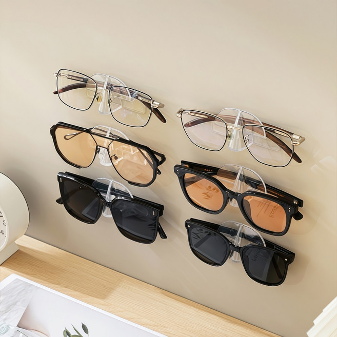 22GTP 안경 거치대 선글라스 진열대 안경 정리대 벽걸이안경거 치대 부착식 안경 거치대 4PCS, 1세트, 투명 4PCS