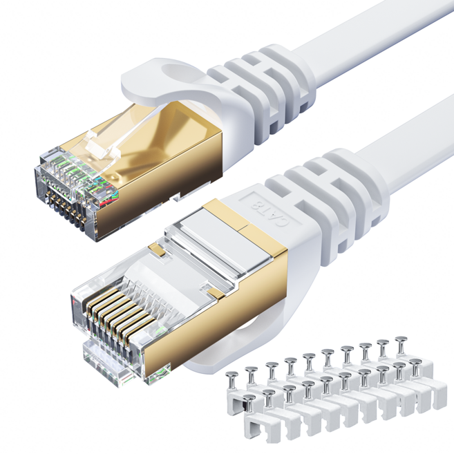 랜선 CAT8 40Gbps 2000Mhz 인터넷 랜케이블, 10m, 1개, 흰색