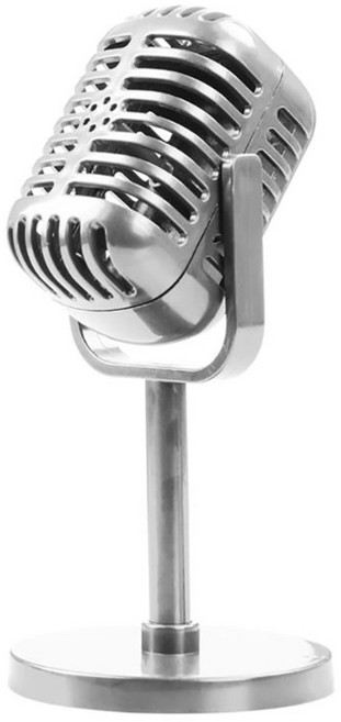 가벼운 레트로 마이크 소품 모델 빈티지 마이크 스테이지 테이블 장식, 은, 은