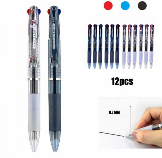 부드러운 필기감 3색 중성잉크 젤펜 0.7mm 12p 세트, 12개