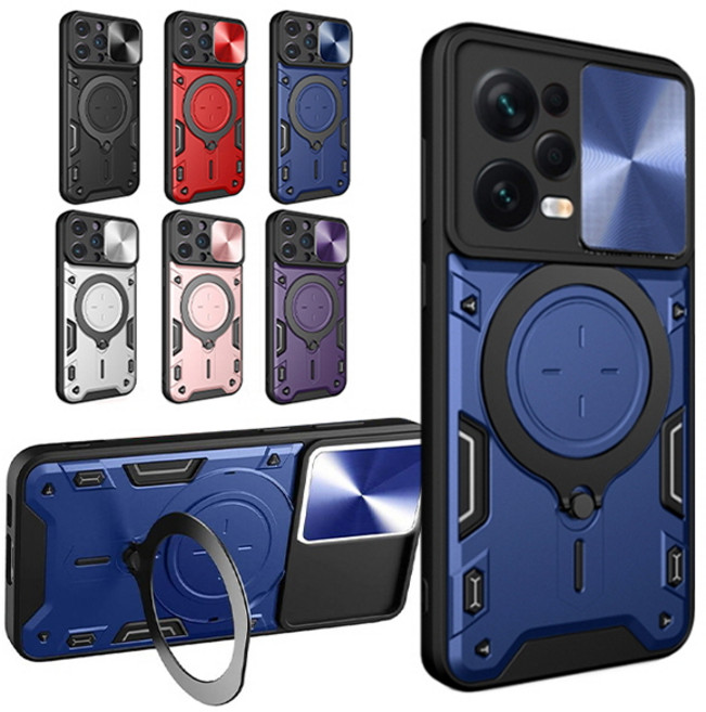 샤오미홍미노트12 포코X5 프로 프로플러스 4G 5G 마그네틱 거치대 슬라이드 카메라 풀커버 핸드폰 케이스