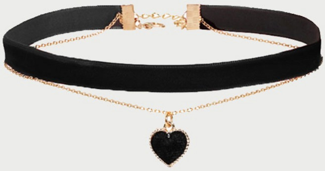 봄별 벨벳 하트 초커 목걸이
