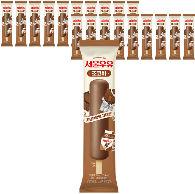 서울우유 초코바 초코아이스크림, 20개, 65ml