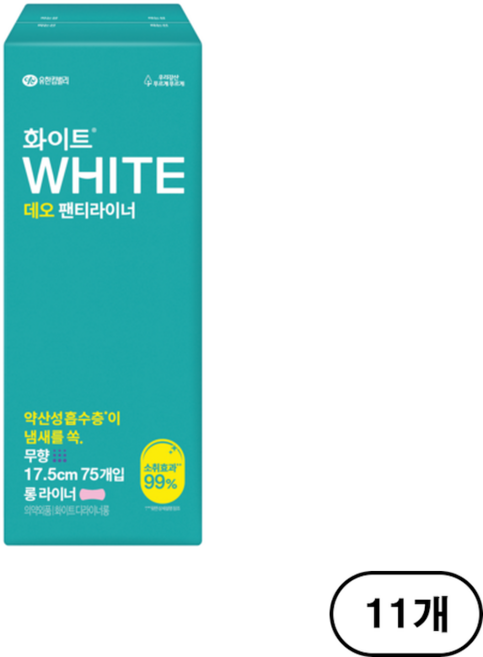 화이트 데오 팬티라이너, 롱, 75개입, 11개
