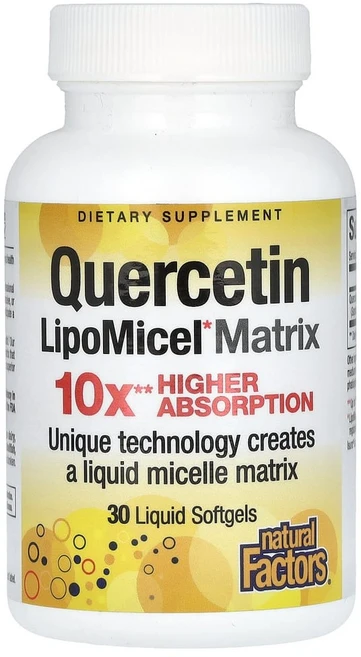 네추럴팩터스 퀘세틴 리포미셀 매트릭스 10x 하이어 앱솔션 리퀴드 소프트젤, 30정, 1개 - 쿠팡