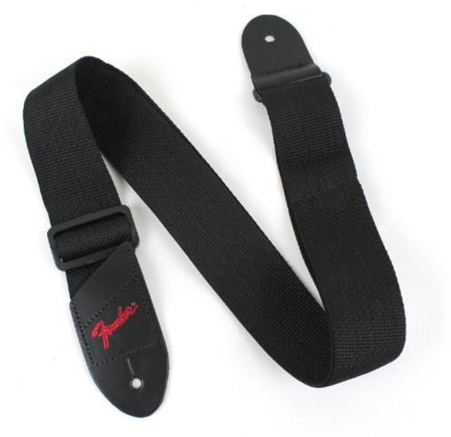 펜더 Fender Economy Strap RED 2" Black Polyester Logo Straps 기타 스트랩, 1개