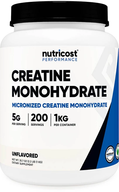 뉴트리코스트 크레아틴 모노하이드레이트 파우더 1kg 무맛 200회분 1개 - 쿠팡