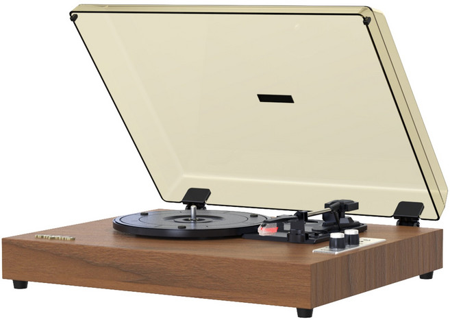 왓플러스 WhatPlus from1900 블루투스 LP 레트로 축음기, 호두색