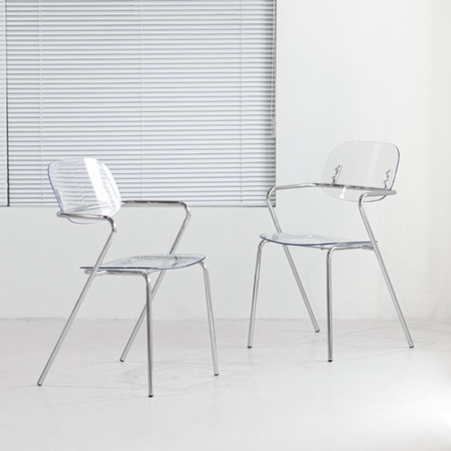 레니 암체어 미드센추리 모던 투명 플라스틱 카페 의자, 암체어 (유팔), 1개