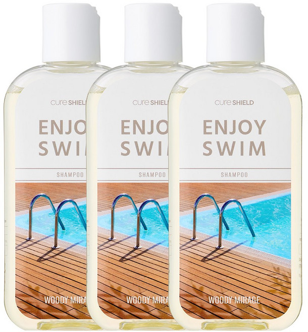 인조이스윔 수영장 염소 냄새 제거 수영 우디 미라지 샴푸, 3개, 200ml