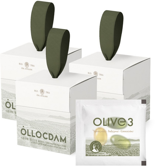 올록담 올리브3 EVOO 지중해 올리브오일 캡슐, 3박스, 30정