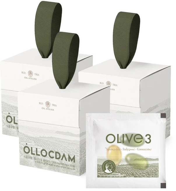 올록담 올리브3 EVOO 지중해 올리브오일 캡슐, 3박스, 30정 - 쿠팡