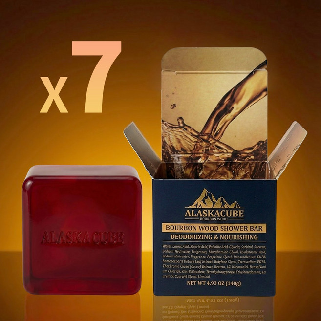알래스카큐브 버번우드 위스키향 퍼퓸 샤워바, 7개입, 140g