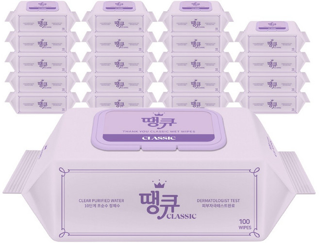 땡큐 물티슈 캡형, 100매, 20개, 230g