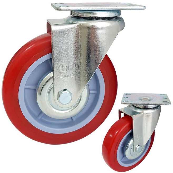 우레탄 125mm (5) 회전 바퀴 운반구 수레 핸드카트 운반 카트 구르마 대차 끌차, 1개