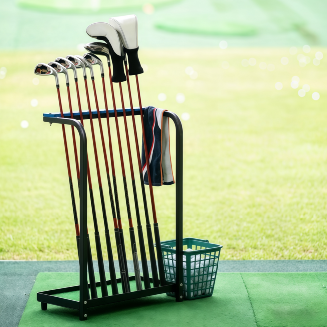 SAIVEINA 골프 클럽 오거나이저 골프채 섞이지 않고 깔끔하게 정리해주는 수납 스탠딩 골프채거치대 9홀, 블랙, 1개