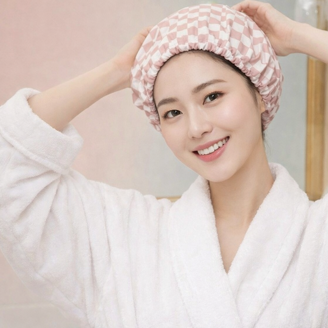 만듬 프리미엄 방수 샤워캡, 1개, 베이지