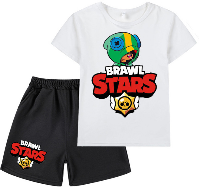GOYES 브롤스타즈 여름 어린이 반팔 반바지 세트 어린이 상하의 세트