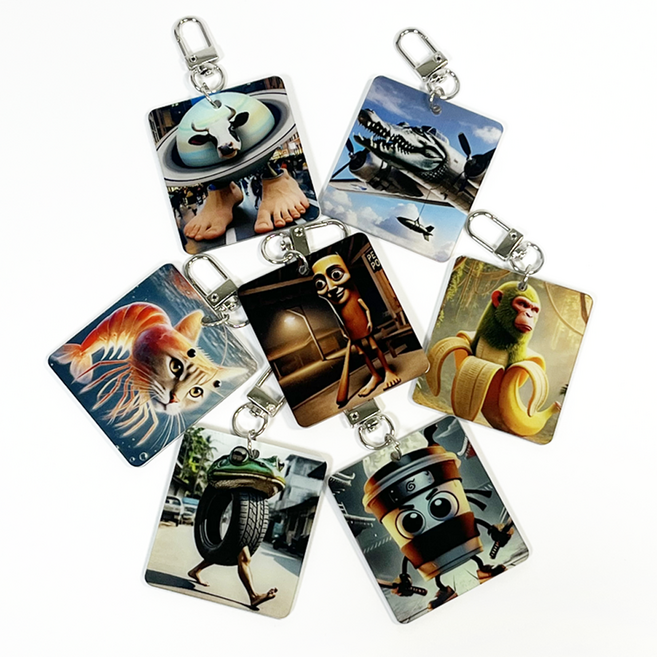 이탈리안브레인롯 아크릴 카드키링, 1개, 04 봄봄비니 구지니 X 라 바카 사투르노 사투르니타