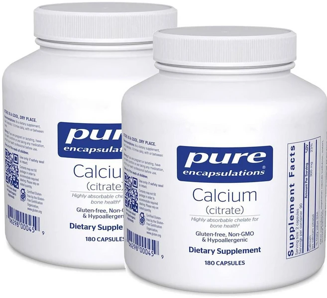 퓨어인캡슐레이션 칼슘 (시트레이트) 캡슐 Pure Encapsulations Calcium Citrate, 2개, 180정 - 쿠팡