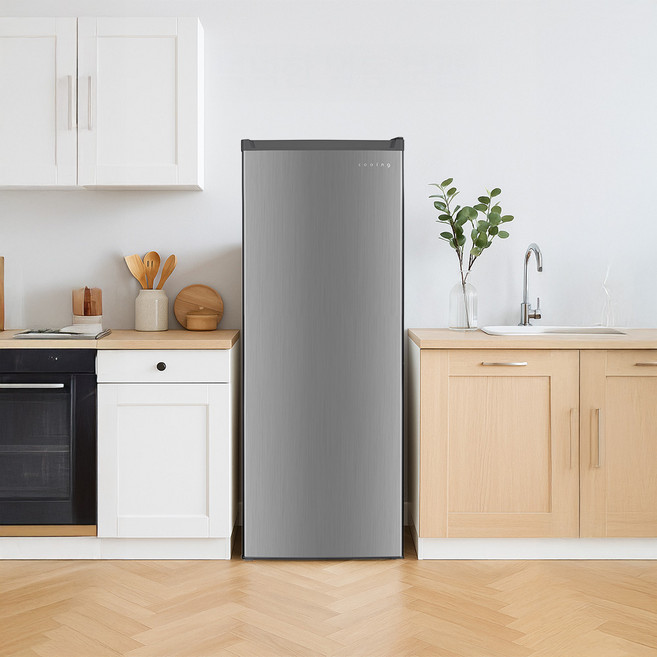 쿠잉 스탠드 냉동고 168L FR-S18 실버 서랍형 원룸, 단품, 단품