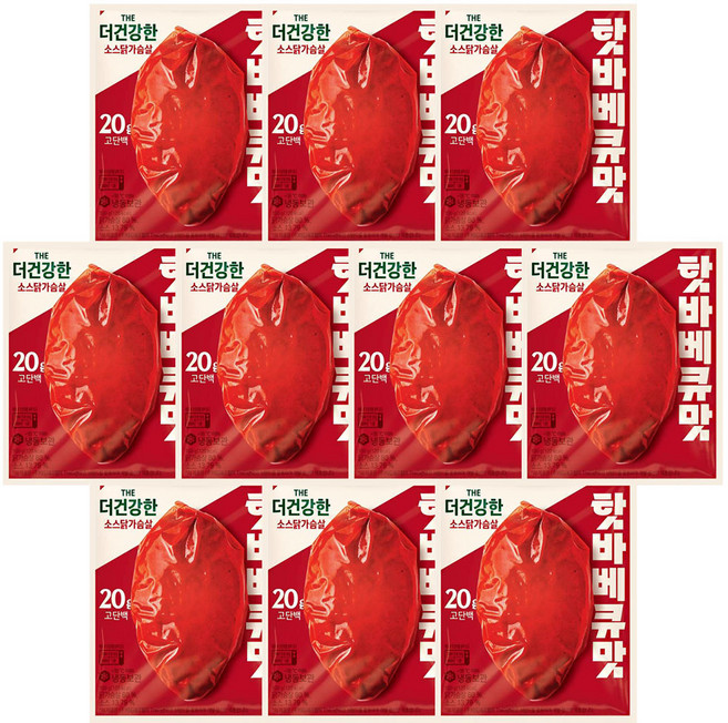 CJ 더건강한 소스닭가슴살 핫바베큐맛, 10개, 100g