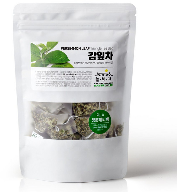 늘해찬 볶은 국산 감잎차 티백 전통차 허브차 삼각티백 대용량, 50개입, 1개, 1g