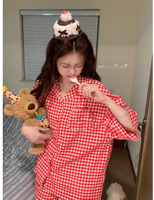 바디랜드 3피스 캐쥬얼 체크 라운지웨어