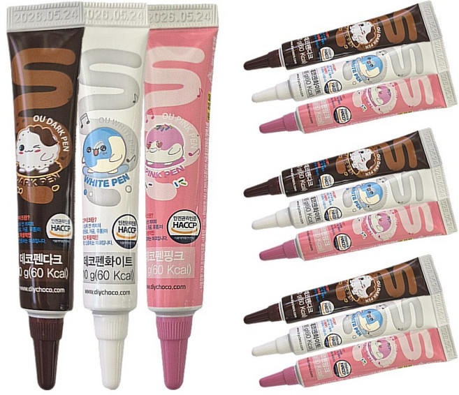 만드는 초콜렛 데코펜 초코 화이트 핑크 3종 4세트 (총12개 발송), 10g