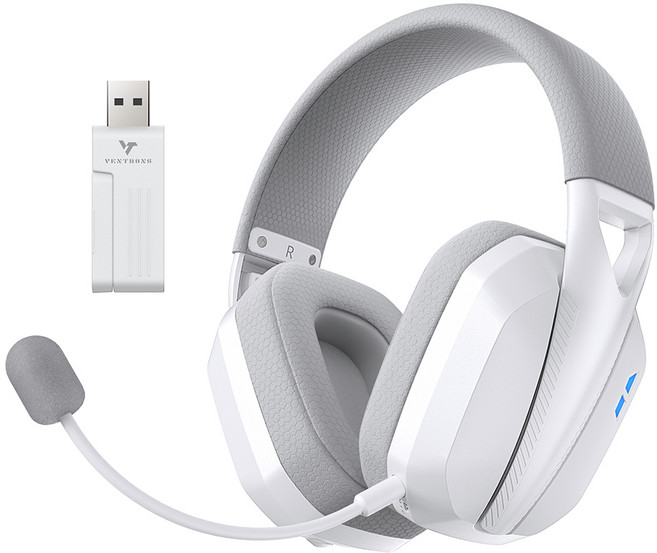 벤트론스 무선 게이밍 헤드셋 2.4G C타입 7.1가상채널 PC PS 게임 블루투스, 화이트, CT780 LITE