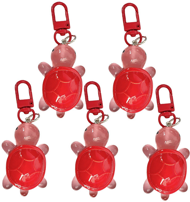 귀여운 행운의 거북이 동물 키링 열쇠고리 선물 커플템 우정템, 5개, 레드