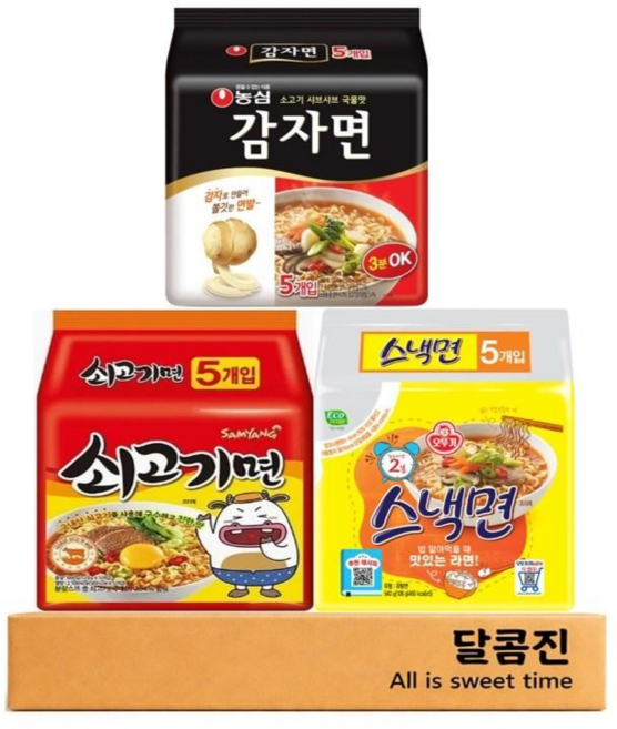 [달콤진] 감자면 5P + 쇠고기면 5P + 스낵면 5P, 1세트