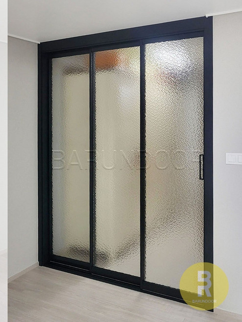 43번 초슬림3연동중문 블랙 아쿠아강화유리 // 현관중문 시공비포함 소음차단 반려견안전 맞춤제작 아파트빌라중문