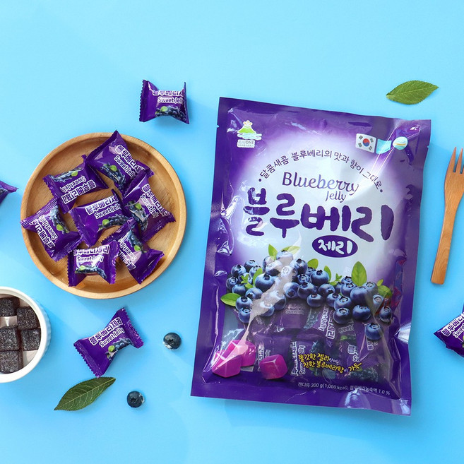 달콤새콤 블루베리 젤리 제주도 간식, 1개, 300g