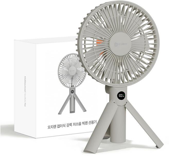 오지렌 무선 접이식 BLDC모터 강력 저소음 탁상용 휴대용 캠핑용 빅팬 선풍기, 카키, KC-F80