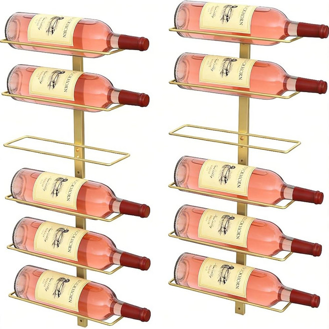 B4LIFE 와인 홀더 벽걸이형 18병 금속 지하실 주방 보관용 식당 샴페인 마운트 주류, Gold, 18 Bottle