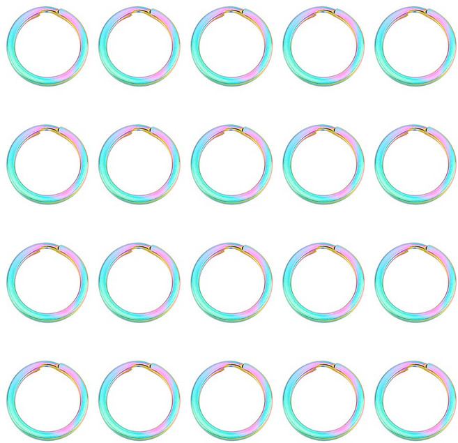 304 스테인리스 스틸 스플릿 키 링 키체인 클래스프 피딩 레인보우 색상