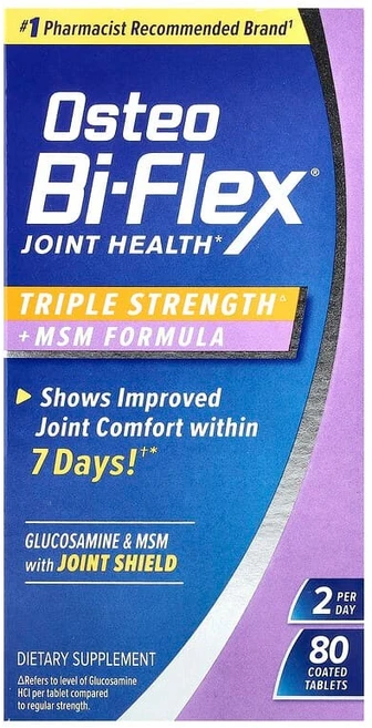 Osteo Bi-Flex 관절 건강 트리플 스트렝스 + MSM 포뮬라 코팅 정제 80정 OBF-54127, 1개 - 쿠팡