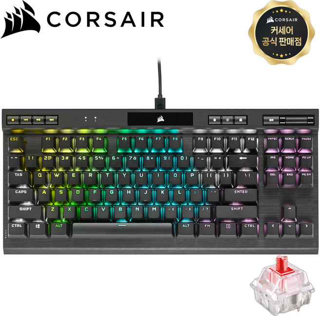 커세어 K70 TKL 한글 기계식 게이밍 유선 텐키리스 키보드, 블랙, RGP0071, 적축