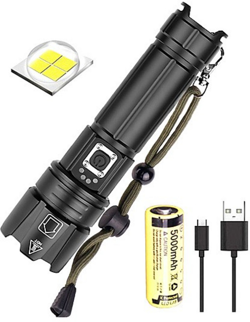 등산 낚시 캠핑 순찰 업무 해루질용 XHP70 손전등 후레쉬 C타입 충전, 3세대 랜턴+26650 배터리(1개), 1개