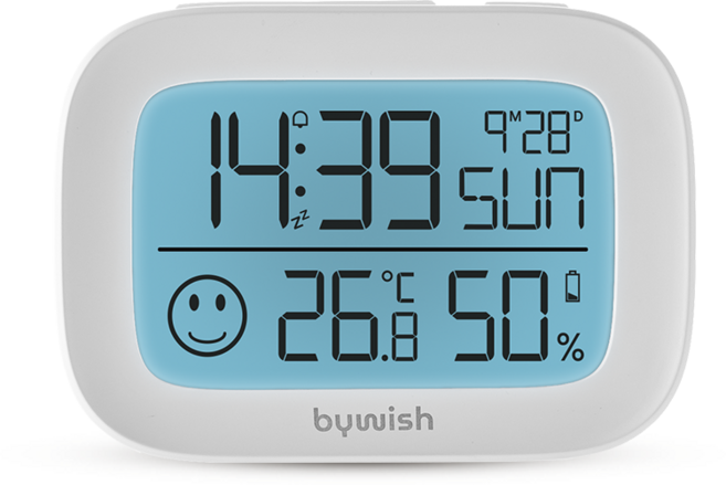 바이위시 SH01H 디지털 시계 온습도계 백라이트 (시계/온도/습도), 화이트, 456개