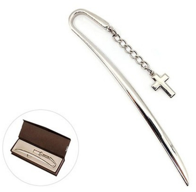 고급 메탈북마크 십자가 책갈피 (고급 한지 자석케이스)