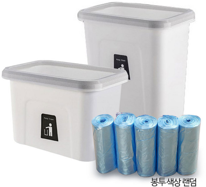 민스리빙 주방 걸이형 음식물 쓰레기통 소 + 대 봉투 100매, 음식물-(오픈화이트), 1개