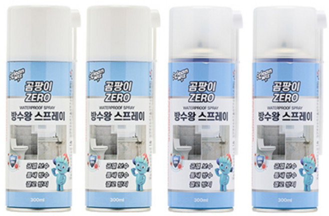 크린위즈 곰팡이제로 방수왕 스프레이 [백색2/투명2], 4개