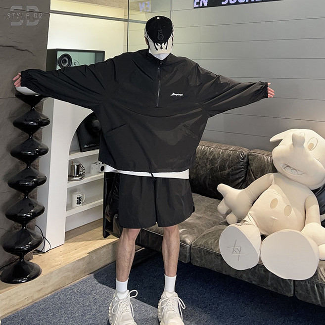 스타일닥터 봄여름 남자 속건 운동 자외선 차단복 세트 바람막이 반바지 세트