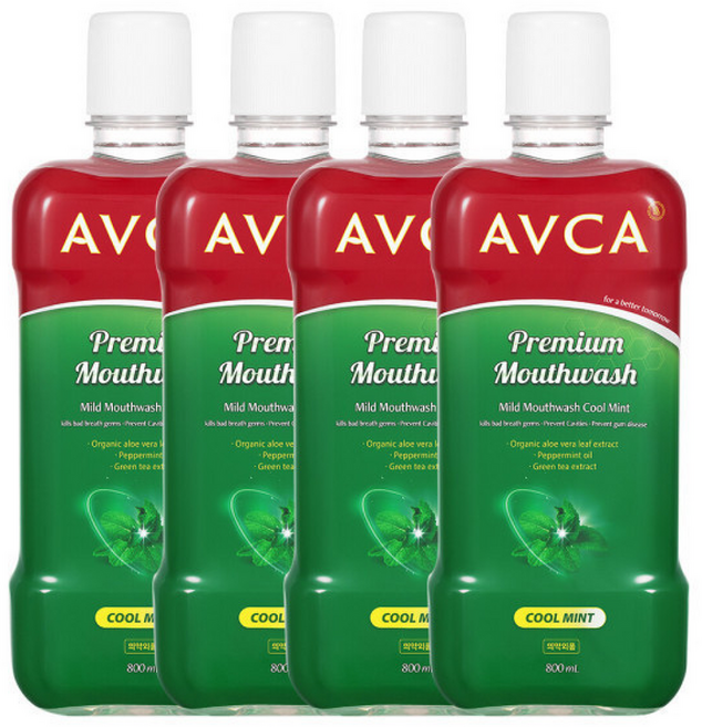 아브카 구강청결제 대용량 가글 쿨민트, 4개, 4개입, 800ml