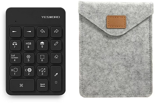 YESWORD X 20 프로크리에이트 단축키 프로크리에이트용 블루투스 키보드 매크로키보드, 5. 블랙 키+연그레이 보관 가방