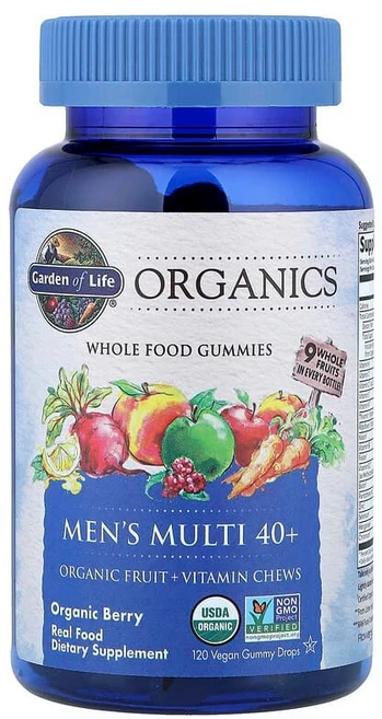 Garden of Life Organics 남성용 멀티 40+ 구미젤리 유기농 베리 맛 비건 구미젤리 120개 GOL-12028, 1개, 1개 - 쿠팡