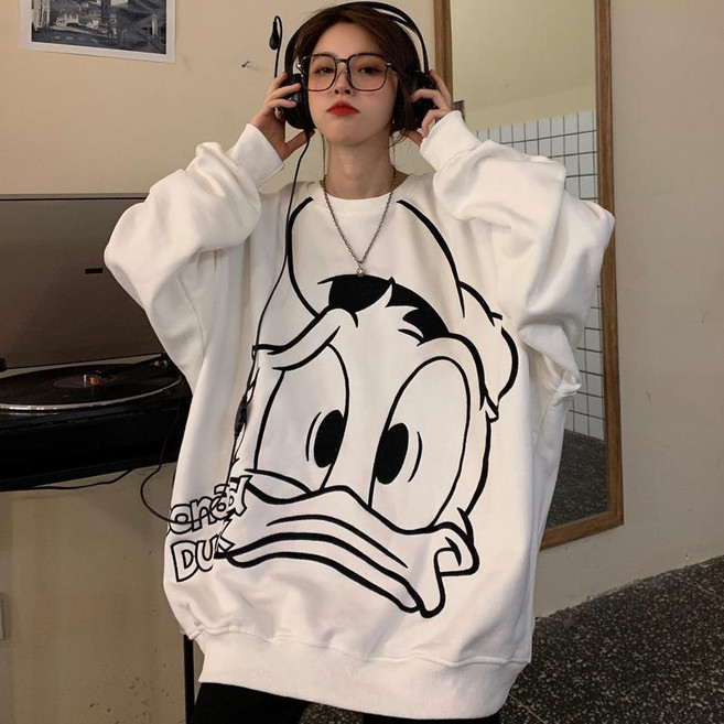 JUSTFEELING 봄가을 아메리칸 풀오버 라운드넥 오버핏 맨투맨 루즈핏 긴팔티 패션 클래식 티셔츠