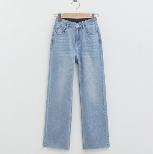 로엠 여성용 린넨 스트레이트 데님 긴바지